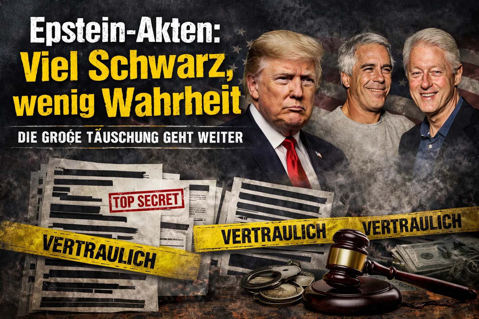 Epstein-Akten: Viel Schwarz, wenig Wahrheit – die große Täuschung geht weiter