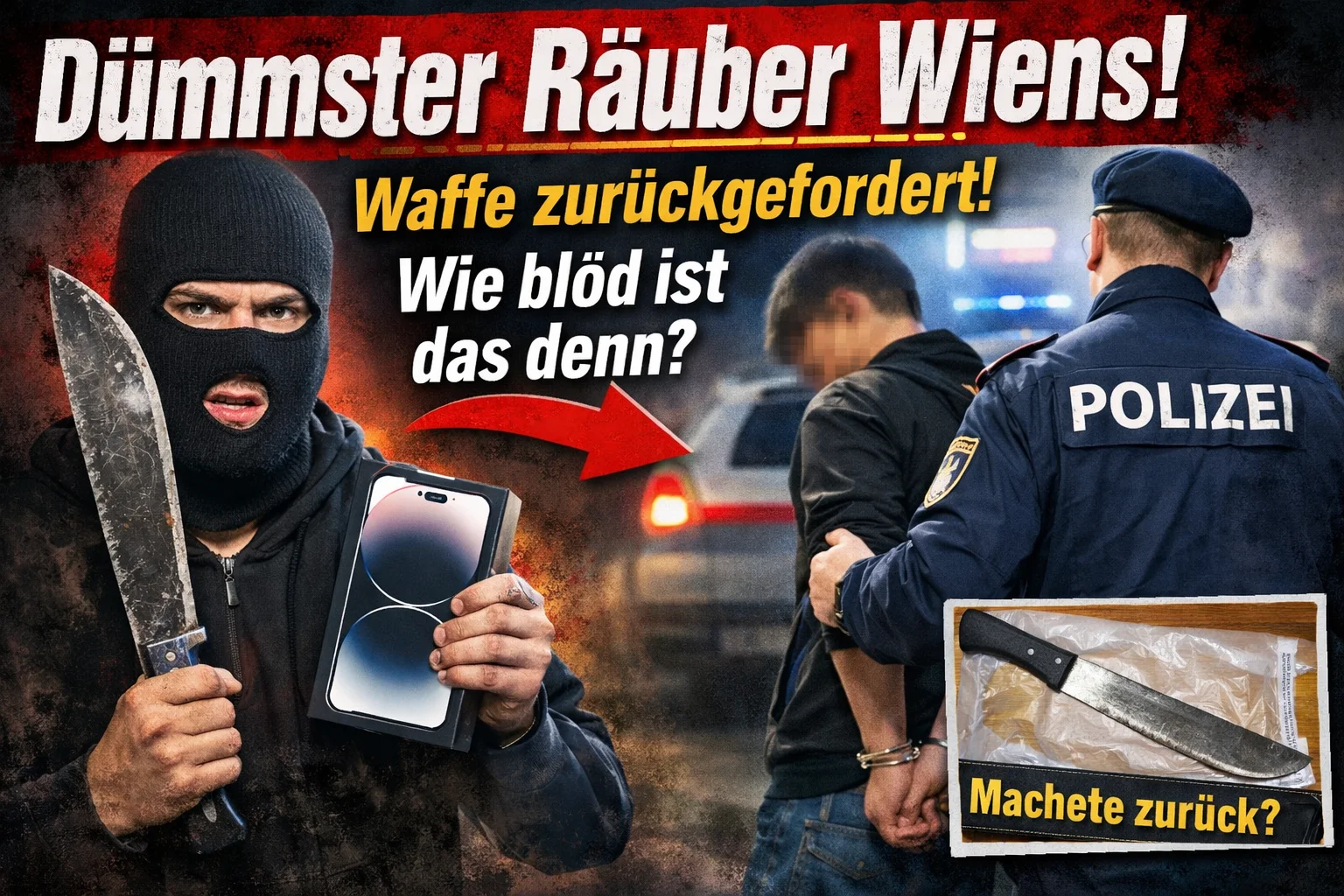 Wien: Handy-Räuber überfällt Opfer mit Machete und fordert danach seine Waffe zurück
