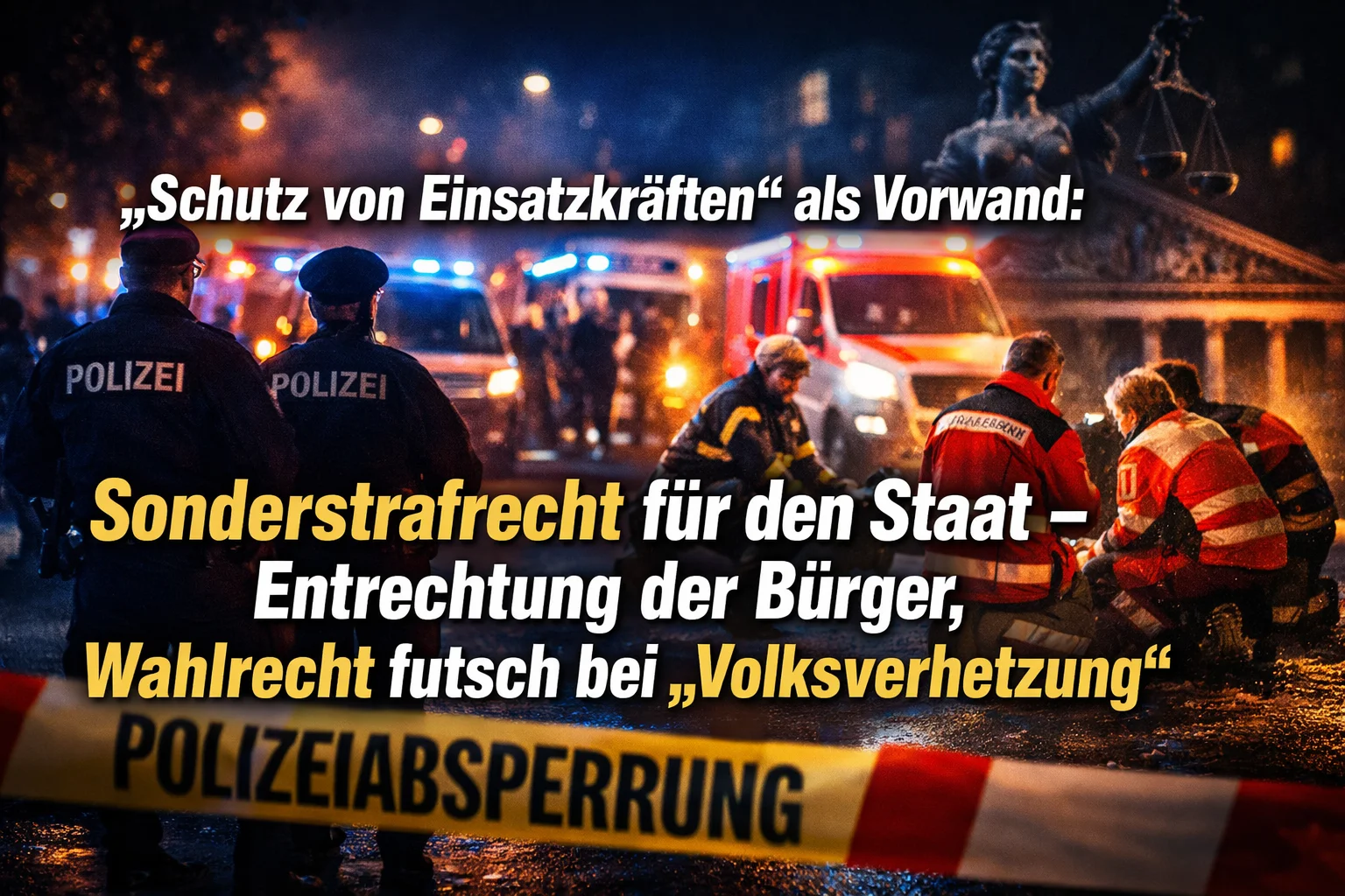 „Schutz von Einsatzkräften“ als Vorwand: Sonderstrafrecht für den Staat – Entrechtung der Bürger, Wahlrecht futsch bei „Volksverhetzung“