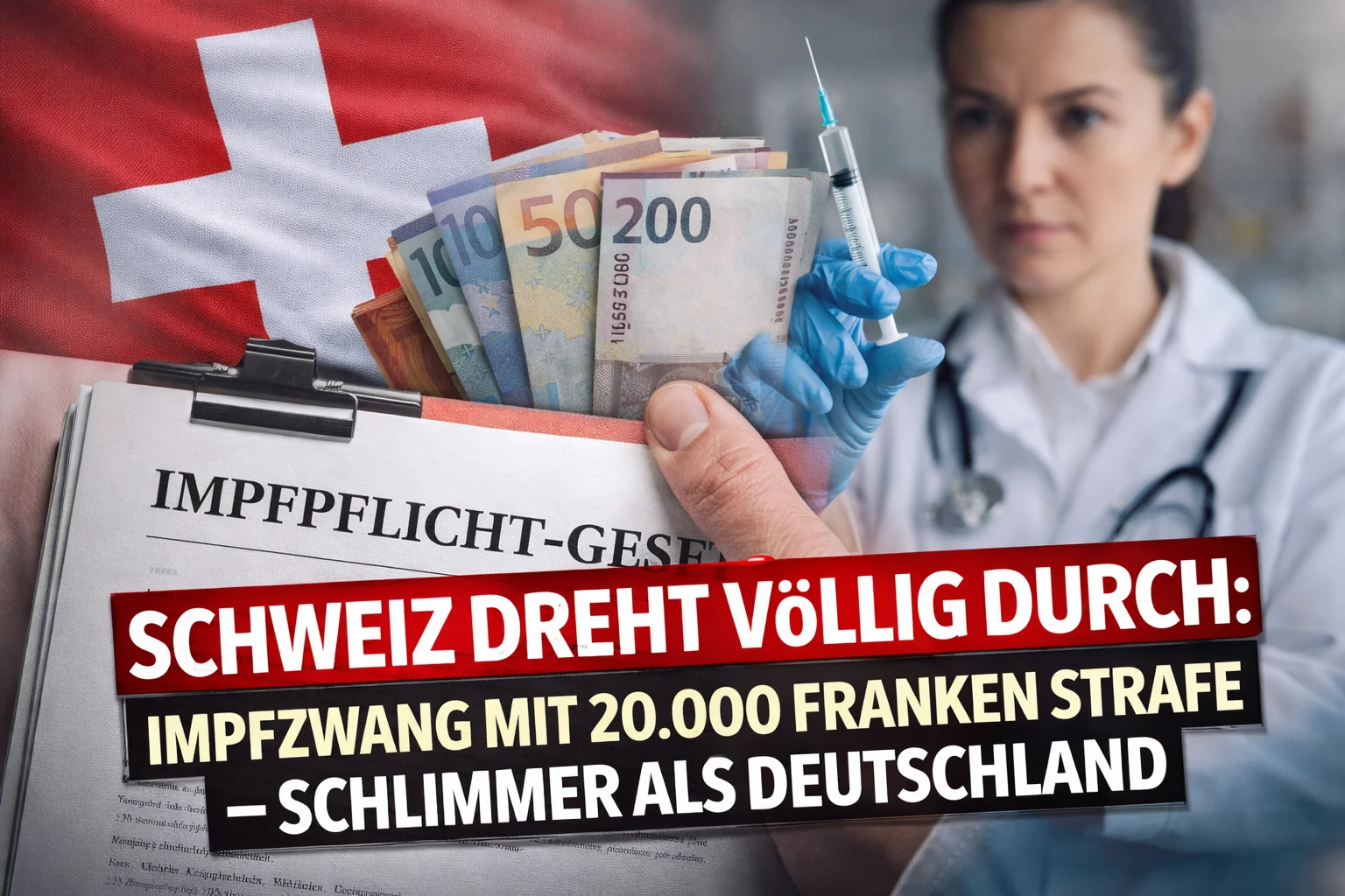 Gesundheitsdiktatur Schweiz: 20.000 Franken Strafe für Impfverweigerer