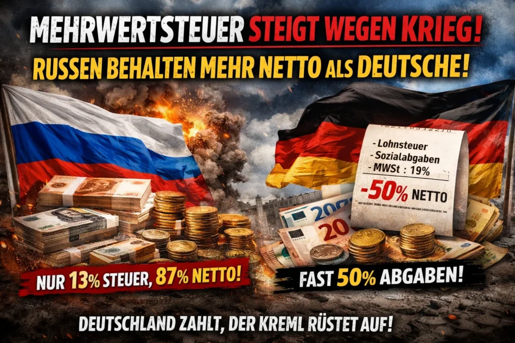 Mehrwertsteuer steigt wegen Krieg – trotzdem bleibt Russen mehr Netto als Deutschen