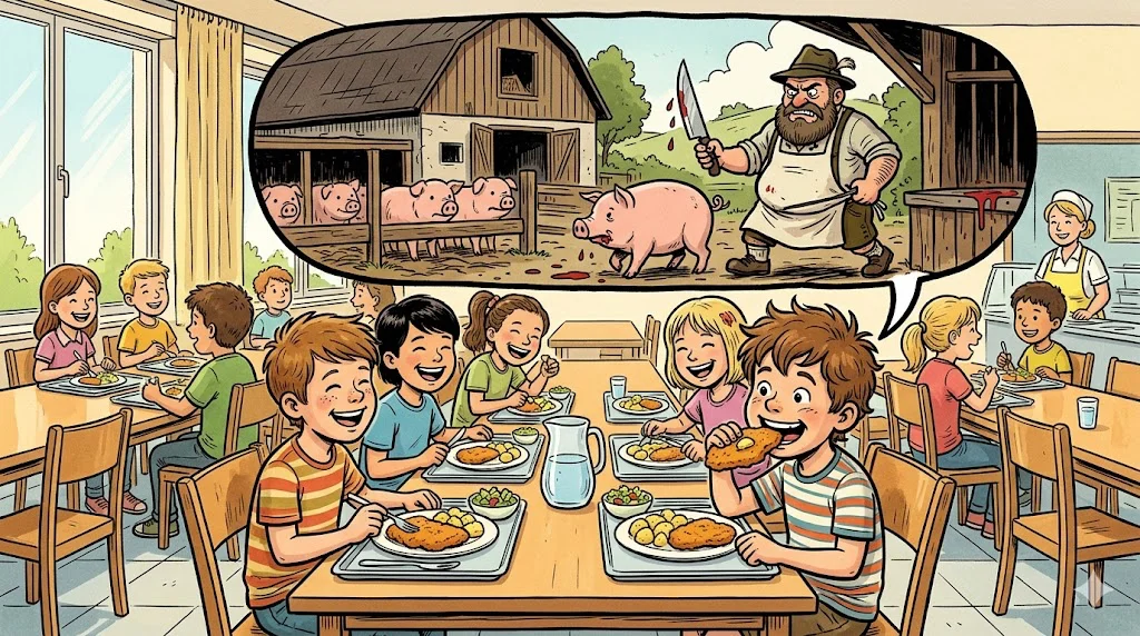 Schnitzel mit Schockwirkung: Wenn Tierschützer Volksschüler traumatisieren – und trotzdem nicht ganz Unrecht haben