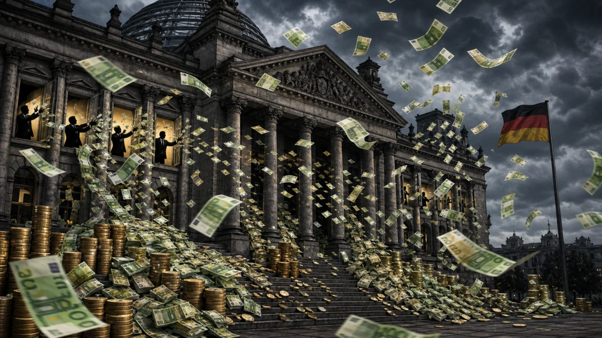 Karikatur zu Parteienfinanzierung und Steuergeld aus dem Bundestag