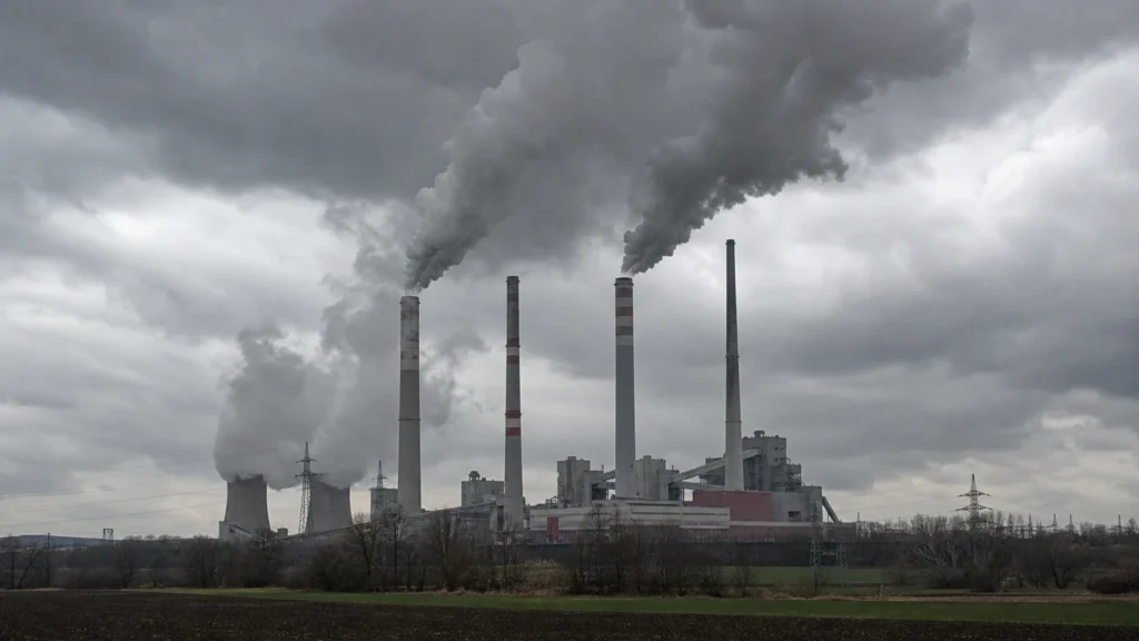 Symbolbild: Rauchende Industrieschlote unter grauem Himmel