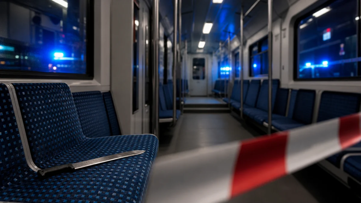Symbolbild: Machete auf einem Sitz in einer S-Bahn nach einem Polizeieinsatz