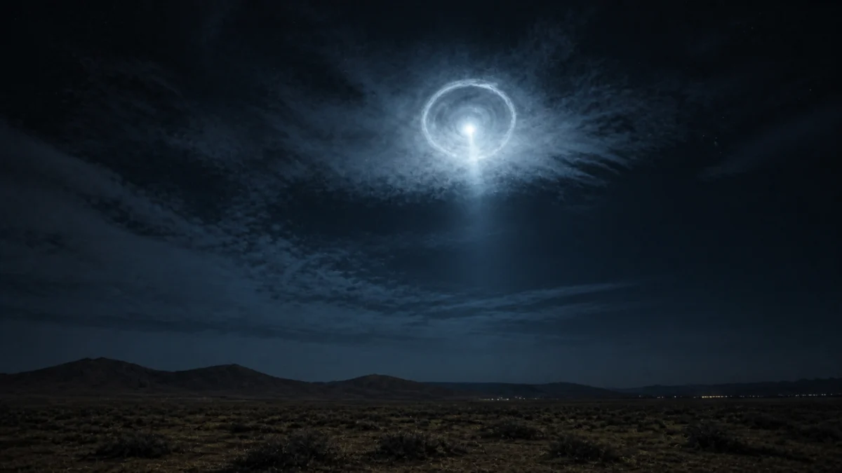 Symbolbild: rätselhaftes Portal-Licht am Nachthimmel