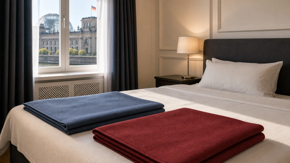 Symbolbild: gemachtes Bett vor politischem Gebäude