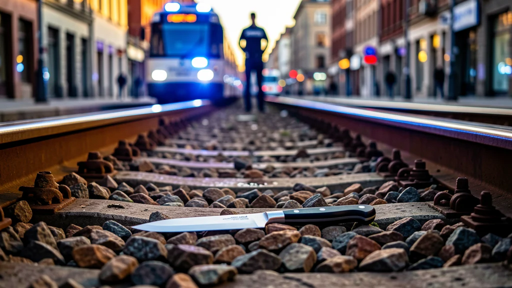 Symbolbild: Messer im Gleisbett, Polizeieinsatz