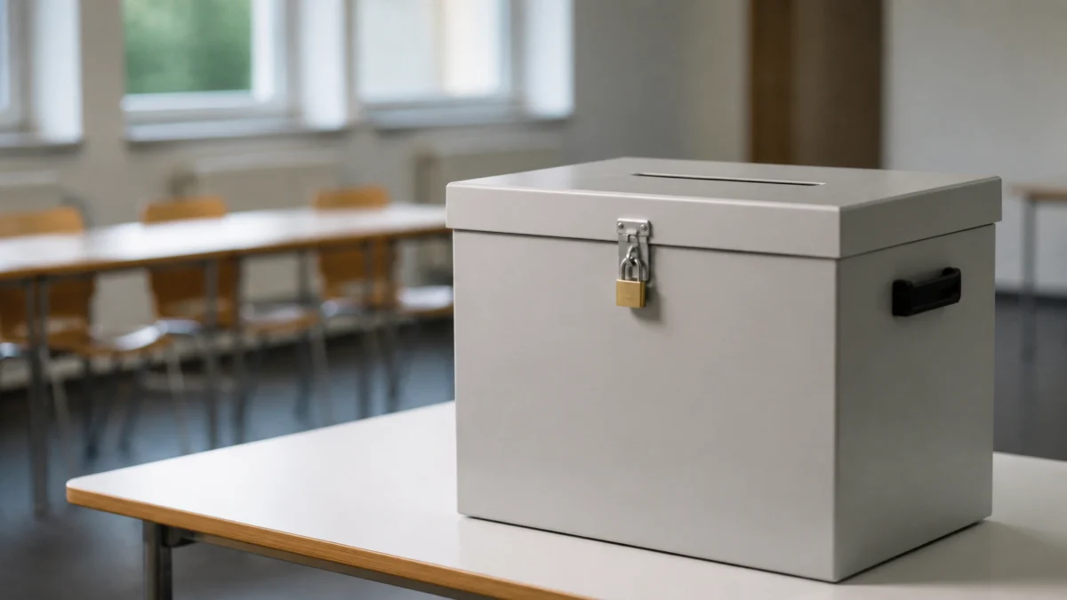 Schlichte Wahlurne als Symbolbild für Umfragen und Landtagswahl in Nordrhein-Westfalen