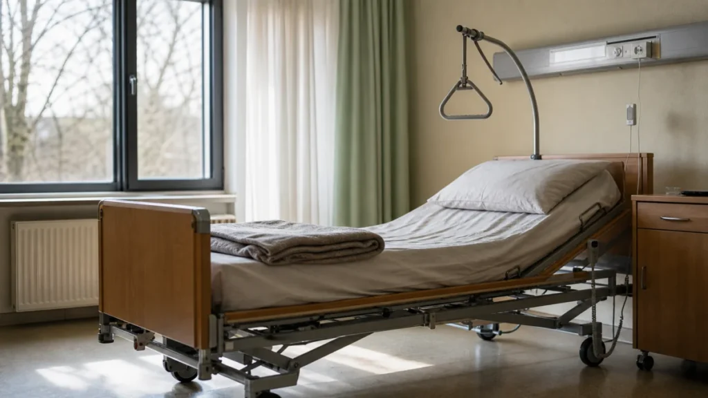 Leeres Pflegebett als Symbolbild für Pflegereform und finanzielle Härten