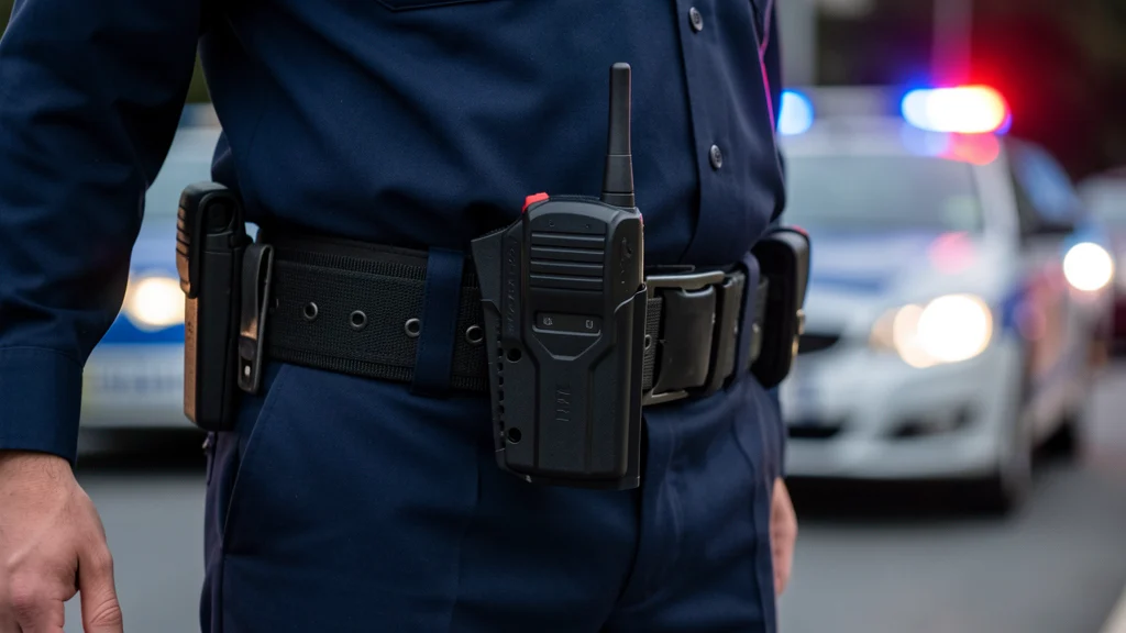 Symbolbild: Polizeigürtel mit Taser-Holster