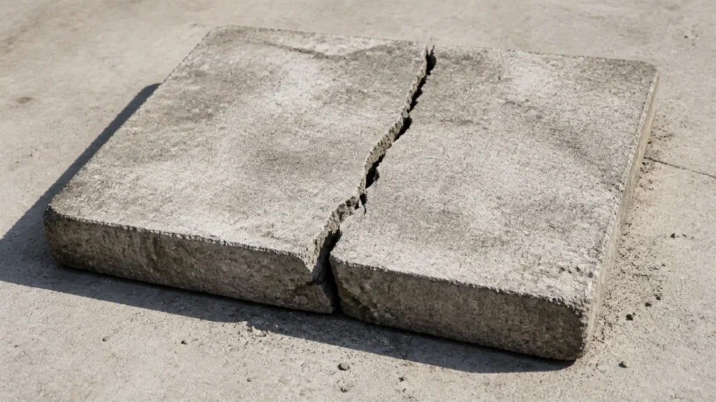 Gebrochene Betonplatte als Symbolbild für die Baukrise in Deutschland