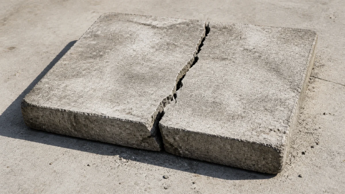 Gebrochene Betonplatte als Symbolbild für die Baukrise in Deutschland