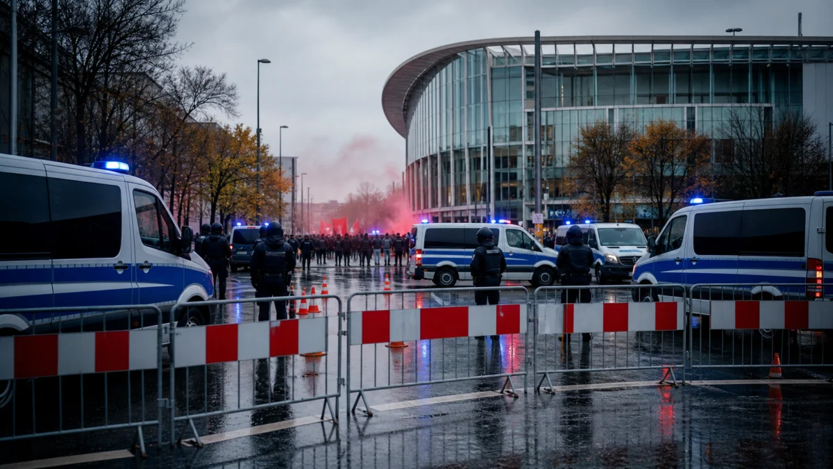 Polizeisperre vor Parteitag in Erfurt - Symbolbild