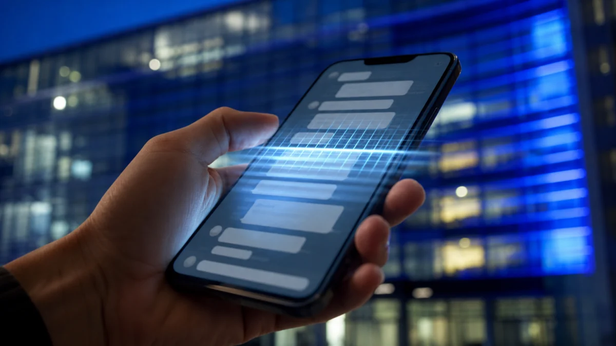 Symbolbild zur Chatkontrolle: Smartphone-Chat wird digital gescannt