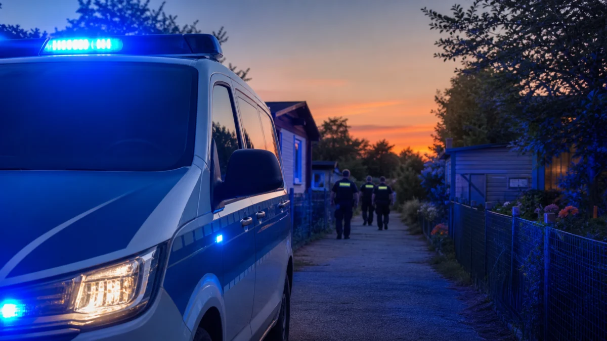 Symbolbild eines Polizeieinsatzes in einer Kleingartenanlage bei Berlin