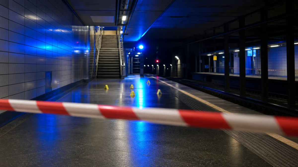 Symbolbild einer abgesperrten U-Bahn-Haltestelle nach einem Polizeieinsatz