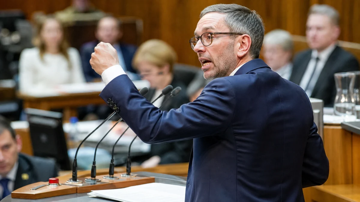 Symbolbild: Herbert Kickl bei einer Rede im Parlament