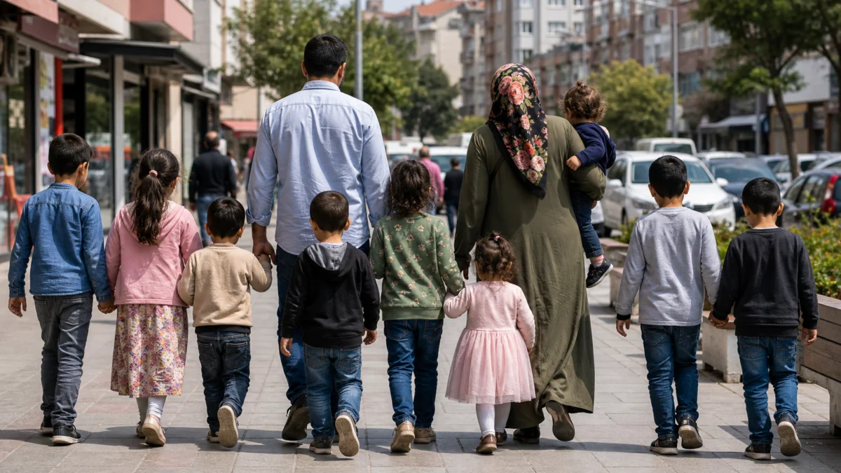 Symbolbild: Große Familie mit Kindern im Ausland