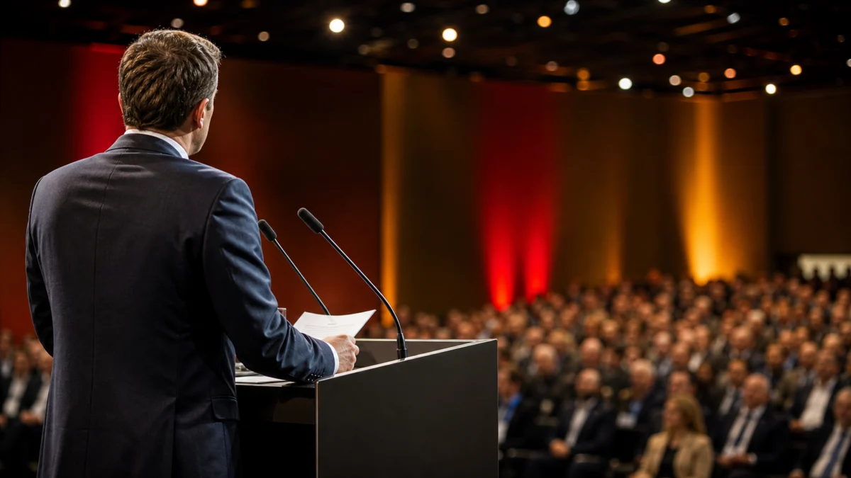 Symbolbild: Redner vor Publikum