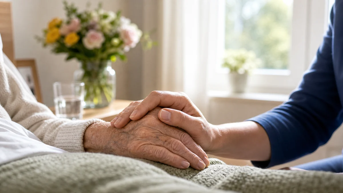 Symbolbild: Begleitende Hand in der Palliativpflege