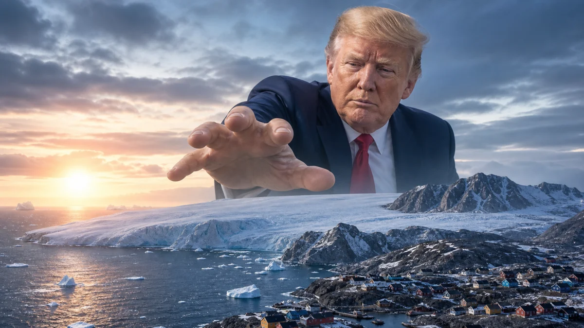 Satirisches Symbolbild: Donald Trump greift nach Grönland