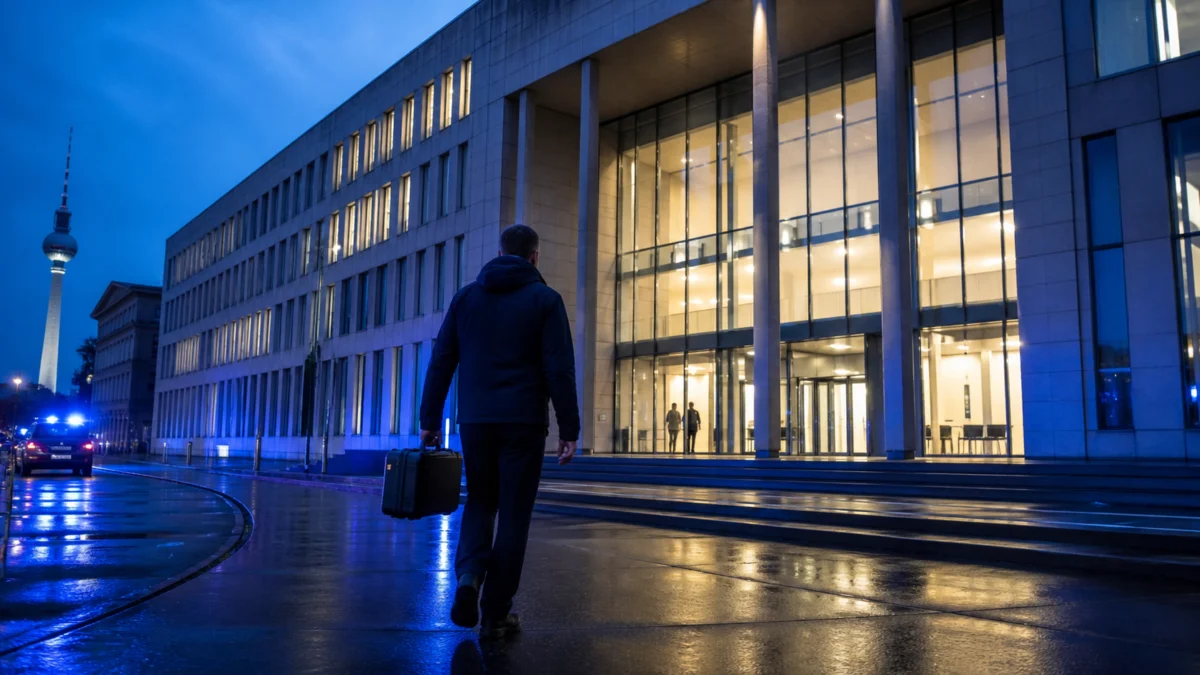 Symbolbild eines IT-Notfalleinsatzes vor einem Berliner Verwaltungsgebäude