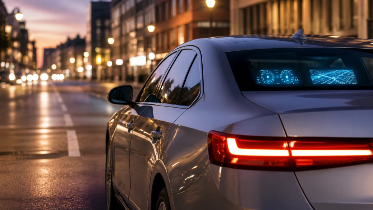 Vernetztes Auto als Symbol für den Zugriff von Nachrichtendiensten auf Fahrzeugdaten