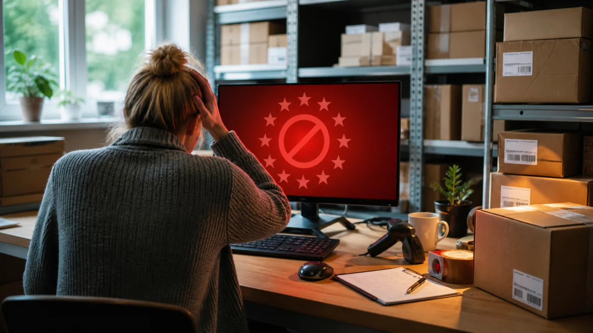 Kleine Versandhändlerin vor einer durch EU-Vorgaben blockierten Versandsoftware