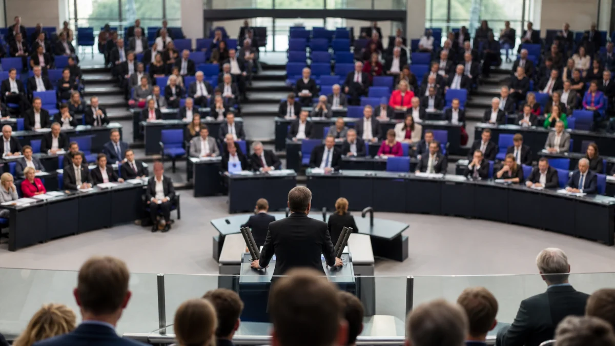 Plenarsaal des Deutschen Bundestages während einer Haushaltsdebatte