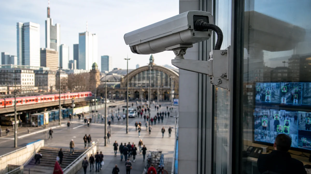 Überwachungskamera am Frankfurter Hauptbahnhof mit KI-Gesichtserkennung