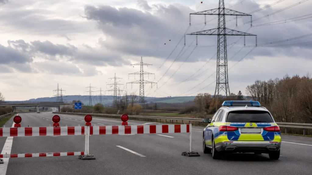 Schon wieder Sabotage am Stromnetz: Polizei sperrt A4