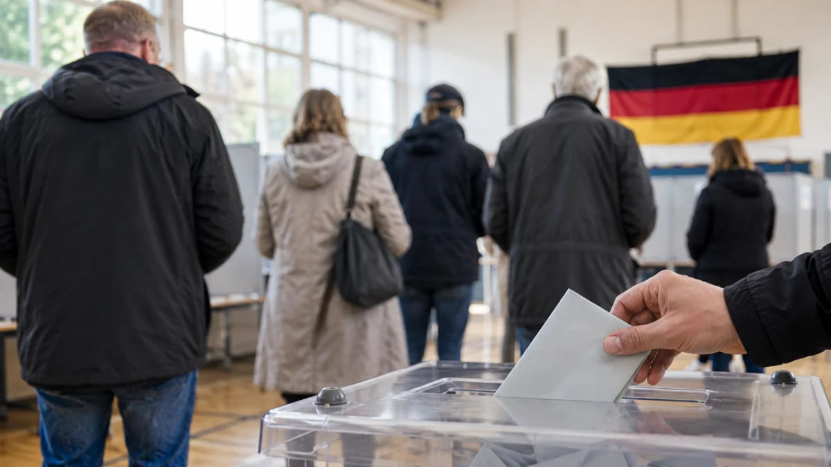 Menschen geben in einem Wahllokal ihre Stimme ab